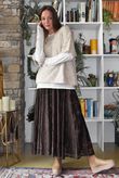 Opulance Damask Midi Skirt Rich Chocolate